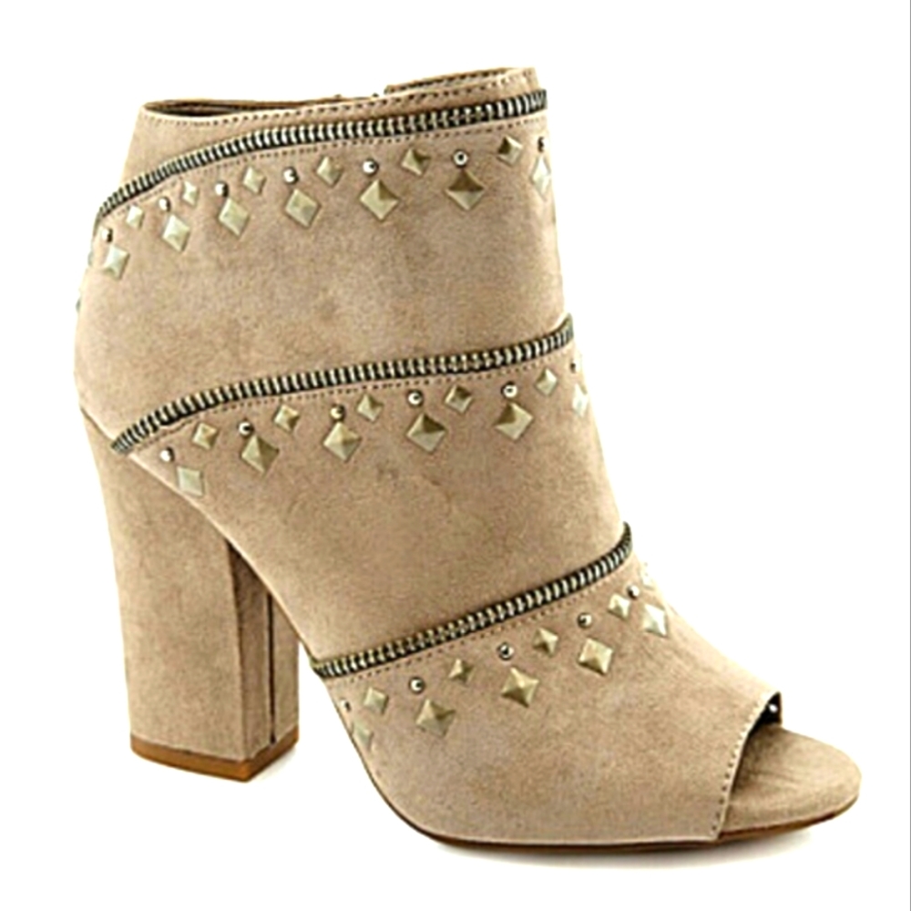 Jessica Simpson Midara Suede Peep Toe Studded Ankle Boot size 7.5